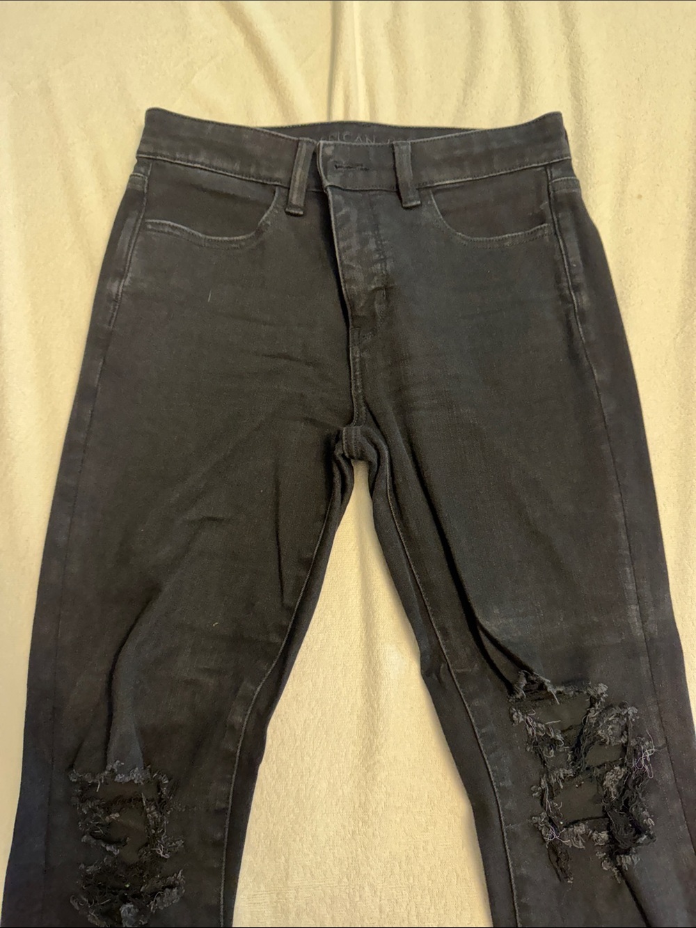 American Eagle Outfitters Black Skinny Ripped Jeans